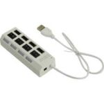 USB 2.0 хаб с выключателями, 4 порта, СуперЭконом, белый, SBHA-7204-W