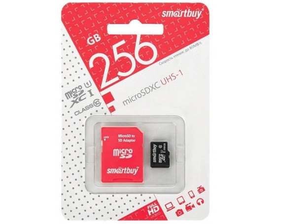 micro SDHC карта памяти Smartbuy 256GB Class 10 UHS-1 с адап SD 1