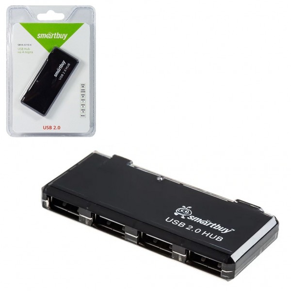 USB 2.0 Хаб Smartbuy 6110, 4 порта, черный (SBHA-6110-K) 1