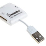 Картридер Smartbuy 713, USB 2.0 - SD/microSD/MS/M2, белый (SBR-713-W)