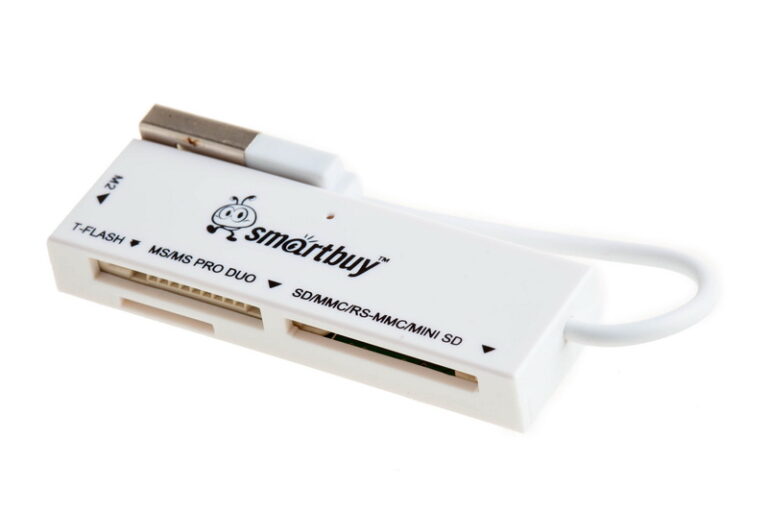 Картридер Smartbuy 717, USB 2.0 - SD/microSD/MS/M2, белый (SBR-717-W) 1