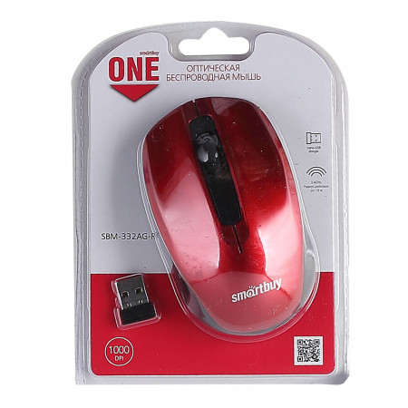 Мышь беспроводная Smartbuy ONE 332 красная (SBM-332AG-R)/60/ 1 Мышь беспроводная Smartbuy ONE 332 красная (SBM-332AG-R)/60/ 1