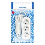 Удлинитель Smartbuy, 3 гнезда 2 метра 10А/2,2кВт без заземления ПВС 2х1,0 (SBE-10-3-02-N)