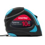 Рулетка измерительная, 10мх25мм, прорезиненный корпус, 2 фиксатора, усиленный зацеп,SmartbuyTools/48
