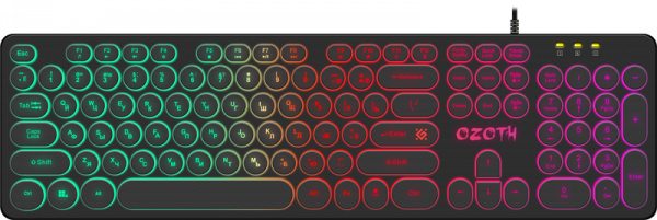 Проводная игровая клавиатура Ozoth GK-106 RU,черный,радужная,104+FN DEFENDER 1