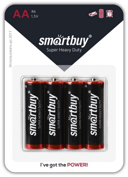 Батарейка солевая Smartbuy R6/4B (48/960) (SBBZ-2A04B) 1