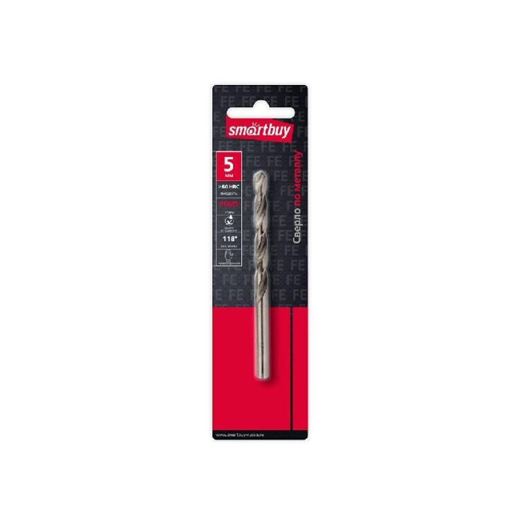 Сверло по стали, 5 мм, сталь Р6М5, HRC>60, Smartbuy tools 1