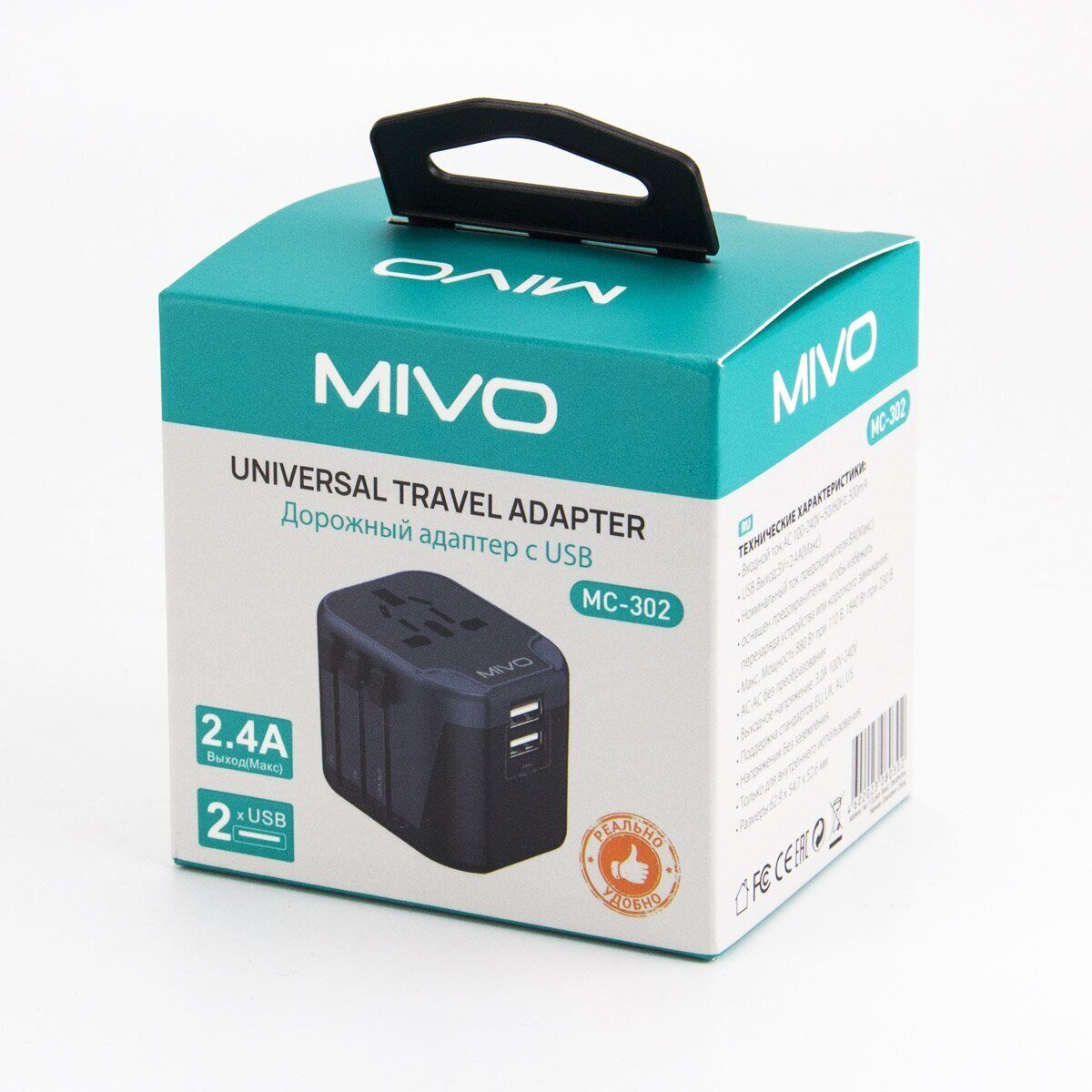 Дорожный адаптер с USB-портами Mivo MС-302 1 Дорожный адаптер с USB-портами Mivo MС-302 1