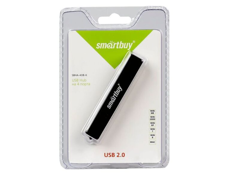 USB 2.0 Хаб Smartbuy 408, 4 порта, черный (SBHA-408-K) 1