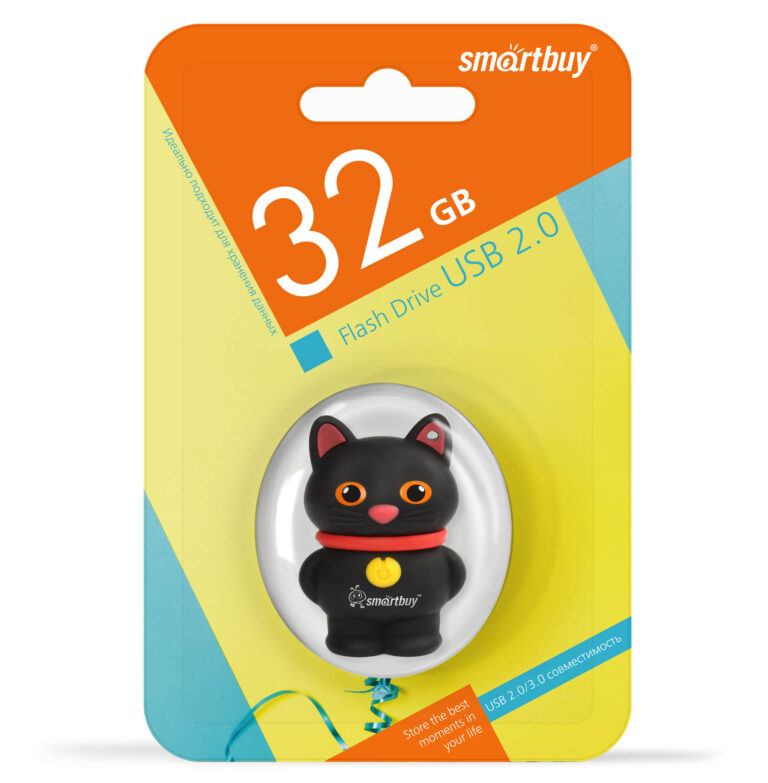 UFD 2.0 Smartbuy 032GB Wild series Котенок Черный (SB32GBCatK) 1
