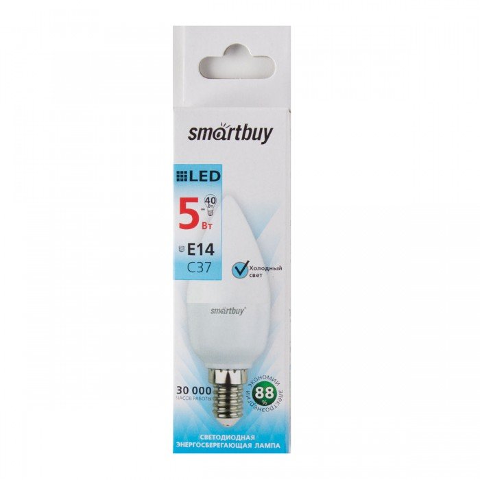 Светодиодная (LED) Лампа Smartbuy-C37-05W/4000/E14 (SBL-C37-05-40K-E14) 1