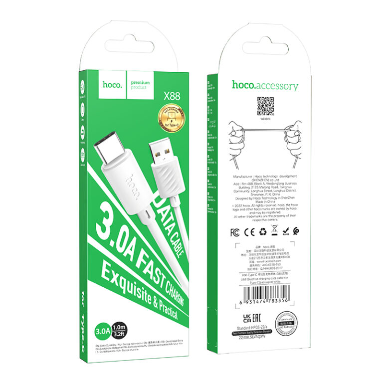 Кабель USB - TypeC HOCO X88 (белый) 1м 1