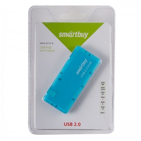 USB 2.0 Хаб Smartbuy 6110, 4 порта, голубой (SBHA-6110-B) 1
