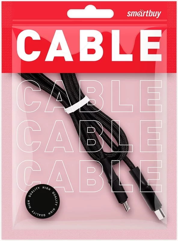 Кабель для зарядки, данных - Type C Micro USB, 3 Ампера, для PD, быстрая,1 м. Smartbuy 1