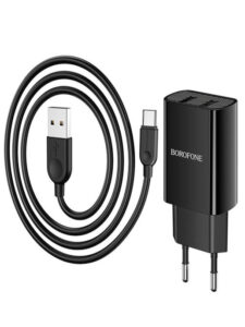 СЗУ 2USB 2.1A для Type-C Borofone BA53A 1м (Black) 1