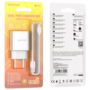 СЗУ 2USB 2.1A для Type-C Borofone BA53A 1м (White) 1
