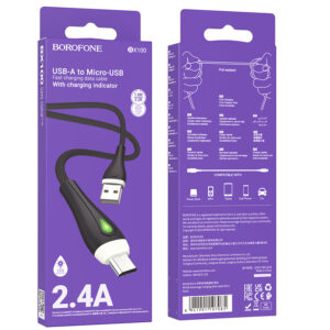 Дата-кабель USB 2.4A для micro USB Borofone BX100 TPE 1м (Black) 1