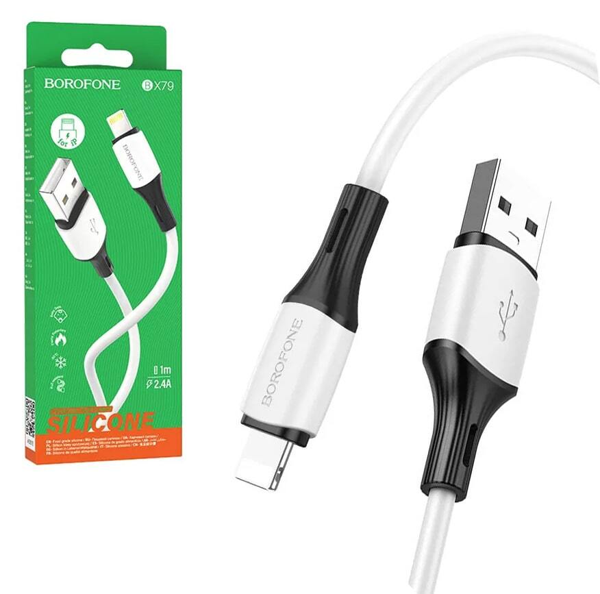 Дата-кабель USB 2.4A для Lightning 8-pin Borofone BX79 силикон 1м (Black) 1 Дата-кабель USB 2.4A для Lightning 8-pin Borofone BX79 силикон 1м (Black) 1