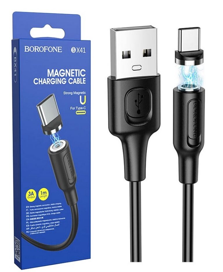 Кабель USB - TypeC BOROFONE BX41 магнитный (черный) 1м 1