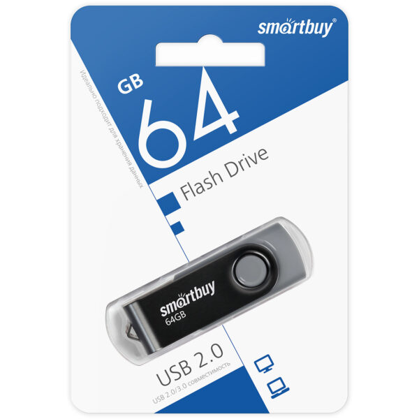 UFD 2.0 Smartbuy 064GB Twist Black (SB064GB2TWK)