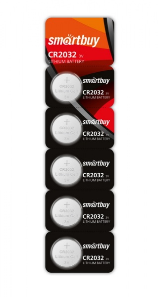 Литиевый элемент питания Smartbuy CR2032/5B (100/4000) (SBBL-2032-5B) 1