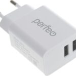 PERFEO Сетевое зарядное устройство с двумя разъемами USB, 2.4А, белый (I4658)