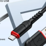 HOCO X59/ USB кабель Micro/ 1m/ 2.4A/ Нейлон/ Black