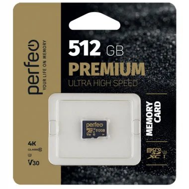 Perfeo microSDXC 512GB High-Capacity (Class 10) UHS-3 V30 w/o Adapter 1
