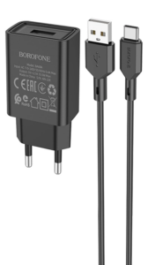 СЗУ 1USB 2.1A для Type-C Borofone BA68A 1м (Black) 1