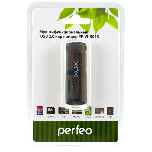 Perfeo Card Reader SD/MMC+Micro SD+MS+M2, (PF-VI-R013 Black) чёрный 1