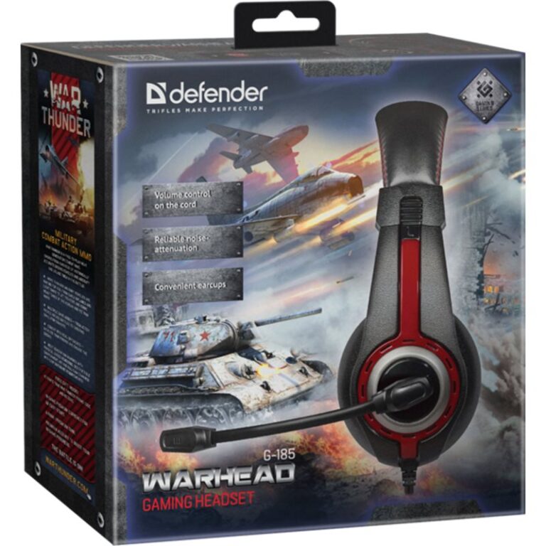 Игровая гарнитура Warhead G-185 черный + красный, кабель 2 м DEFENDER 1