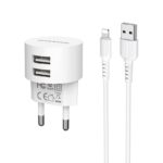 Сетевой адаптер питания BOROFONE BA23A 2USB 2.4A + кабель Lightning (белый)