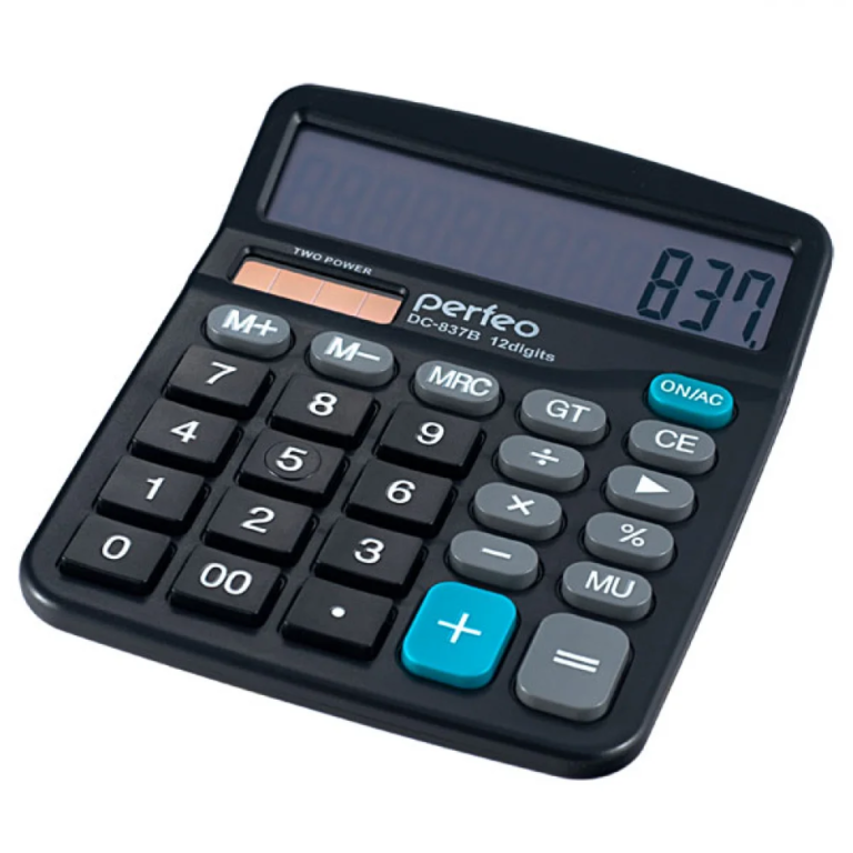 Perfeo калькулятор бухгалтерский PF_3286,, 12-разр., GT, черный (DC-837B) 1