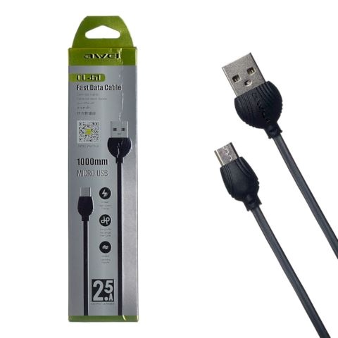 Кабель USB Awei CL-61  Micro {Black} 1000mm 1
