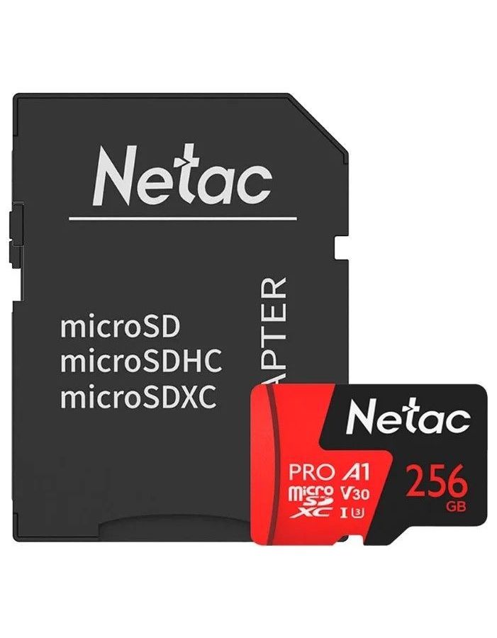 Карта MicroSD card Netac P500 Extreme Pro 256GB, retail version w/SD adapter 1