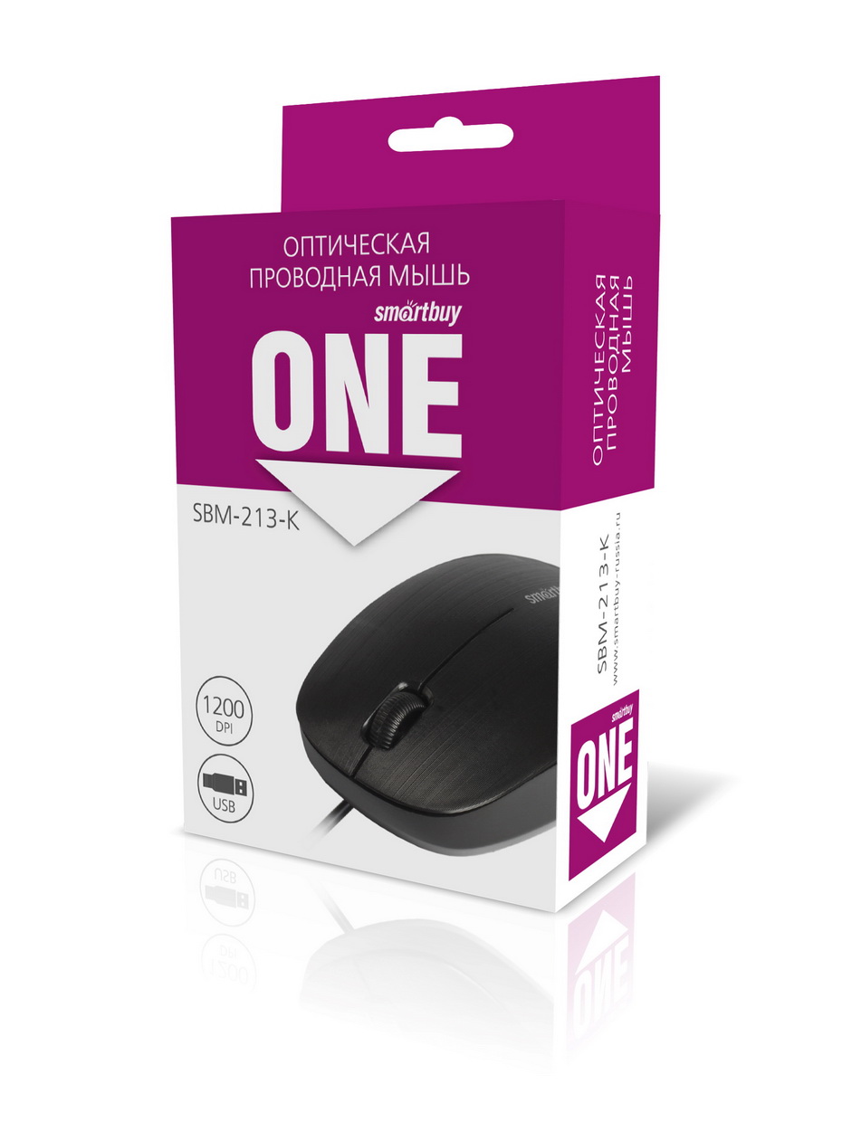 Мышь проводная Smartbuy ONE 213-K черная (SBM-213-K) / 100 1 Мышь проводная Smartbuy ONE 213-K черная (SBM-213-K) / 100 1
