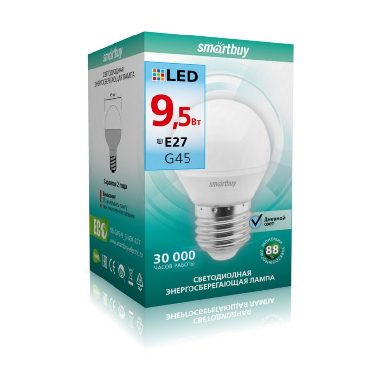 Светодиодная (LED) Лампа Smartbuy-G45-9,5W/4000/E27 (SBL-G45-9_5-40K-E27) 1