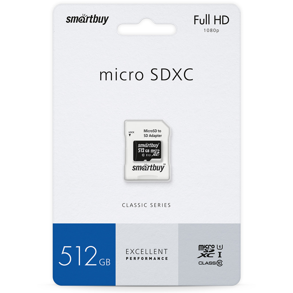 micro SDXC карта памяти Smartbuy 512GB Class10 UHS (с адаптером SD) 1 micro SDXC карта памяти Smartbuy 512GB Class10 UHS (с адаптером SD) 1