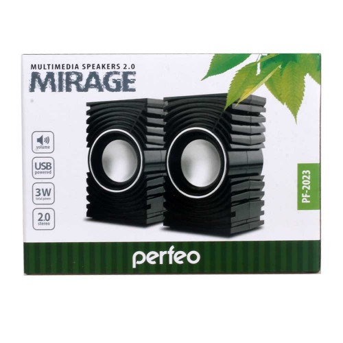 Perfeo колонки "MIRAGE" 2.0, мощность 2х1.5 Вт (RMS), чёрн, USB 1