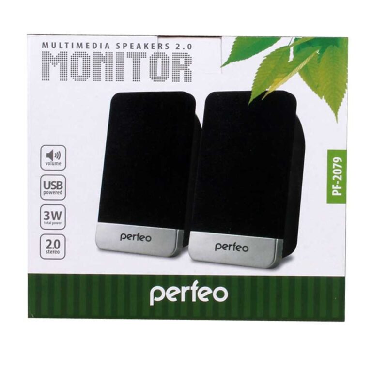 Perfeo колонки "MONITOR" 2.0, мощность 2х1.5 Вт (RMS), чёрн, USB 1