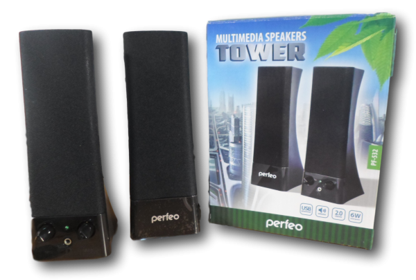 Perfeo колонки "TOWER" 2.0, мощность 2х2,5 Вт (RMS), чёрн, USB 1