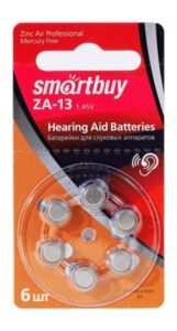 Батарейка для слуховых аппаратов Smartbuy A13-6B (60/3000) (SBZA-A13-6B) 1