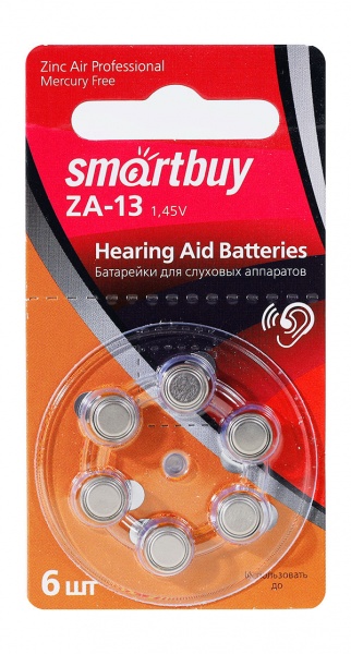 Батарейка для слуховых аппаратов Smartbuy A13-6B (60/3000) (SBZA-A13-6B) 1
