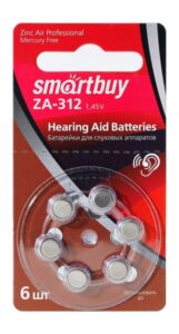 Батарейка для слуховых аппаратов Smartbuy A312-6B (60/3000) (SBZA-A312-6B) 1