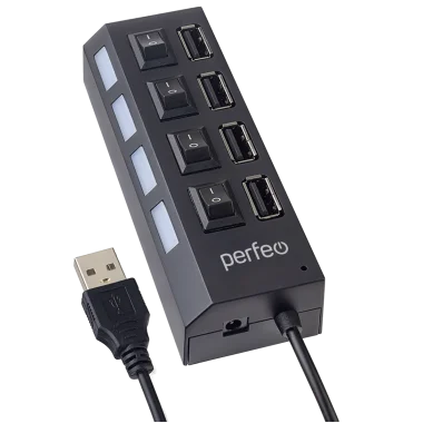 Perfeo USB-HUB 4 Port, (PF-H030 Black) чёрный 1