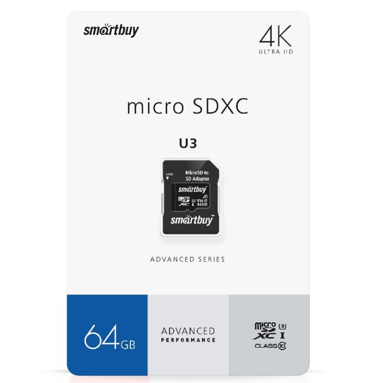 micro SDXC карта памяти Smartbuy 64GB U3 V30 A1 Advanced R/W up to 90/55 с адап (SB64GBSDU1A-AD) 1