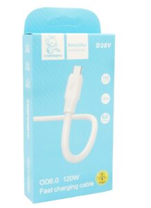 Кабель USB - Micro DENMEN D28V 120W (белый) 1м 1