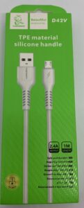 Кабель USB - Micro DENMEN D42V (белый) 1м 1