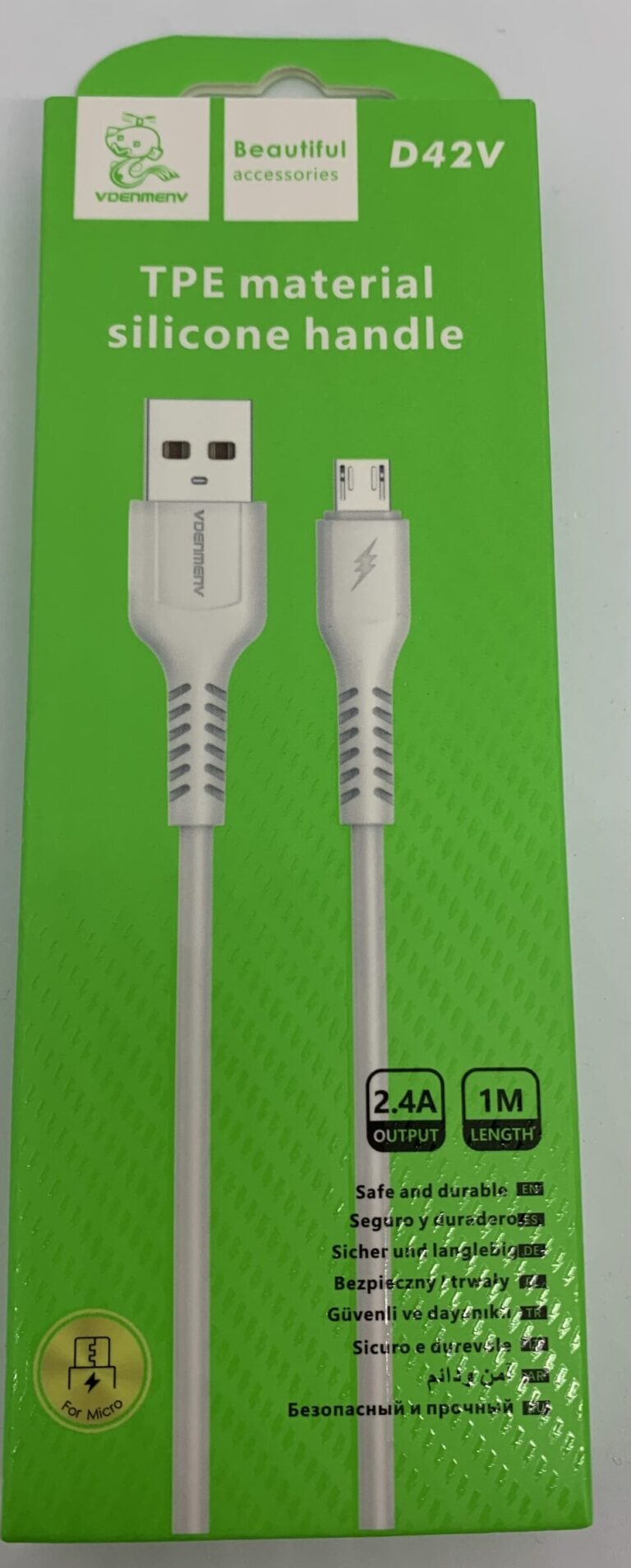 Кабель USB - Micro DENMEN D42V (белый) 1м 1