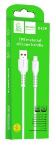Кабель USB - TypeC DENMEN D42T (белый) 1м 1
